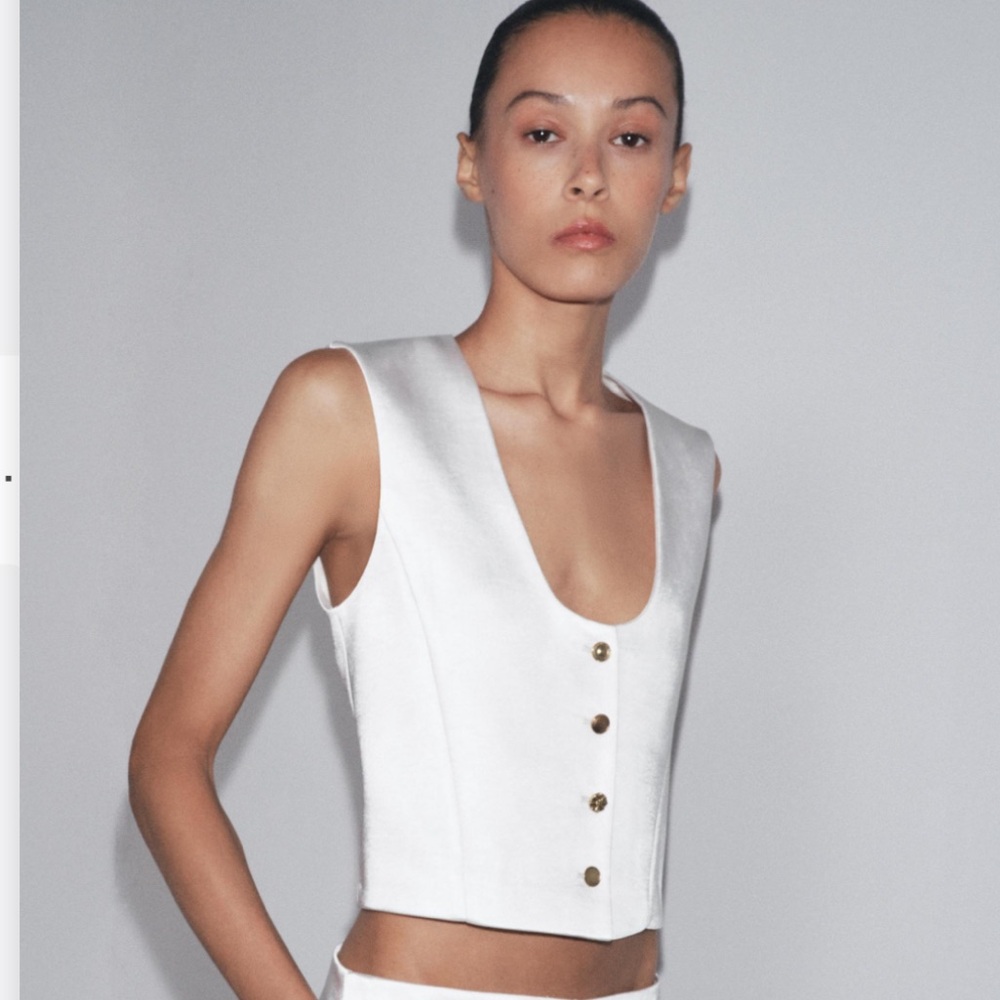Zara Ivory Satin Sleeveless Top